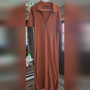 Banana Republic Brown Ribbed Knit Sweater Dress